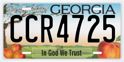 GA license plate CCR4725