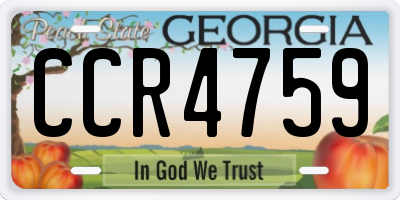 GA license plate CCR4759