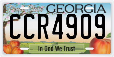 GA license plate CCR4909