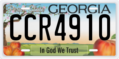 GA license plate CCR4910