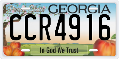 GA license plate CCR4916