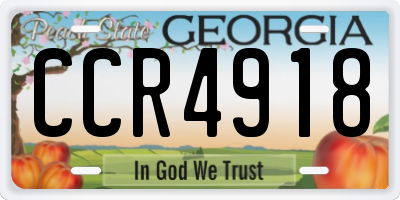 GA license plate CCR4918