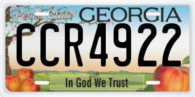 GA license plate CCR4922