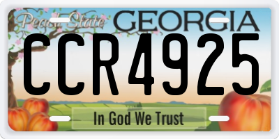 GA license plate CCR4925