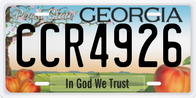 GA license plate CCR4926