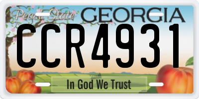 GA license plate CCR4931