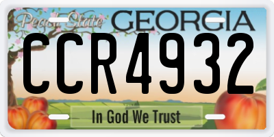 GA license plate CCR4932