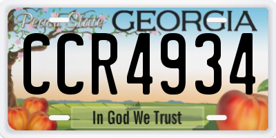 GA license plate CCR4934