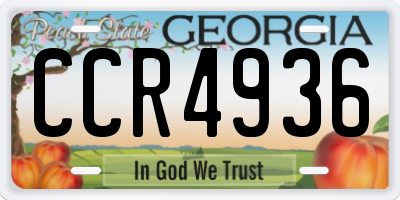 GA license plate CCR4936