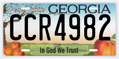 GA license plate CCR4982