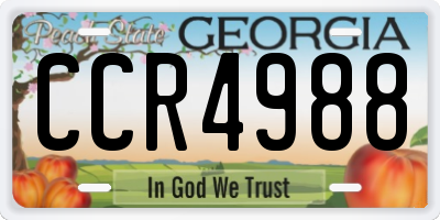 GA license plate CCR4988