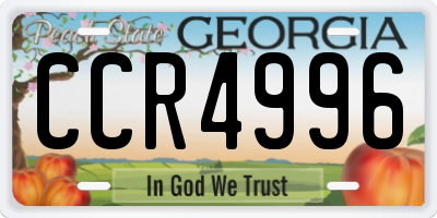GA license plate CCR4996