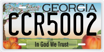 GA license plate CCR5002