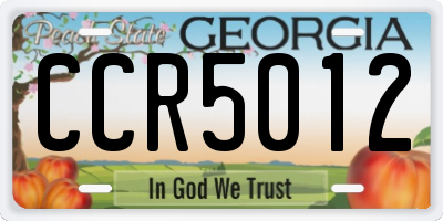 GA license plate CCR5012