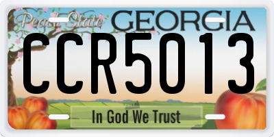 GA license plate CCR5013