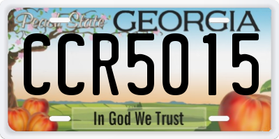 GA license plate CCR5015