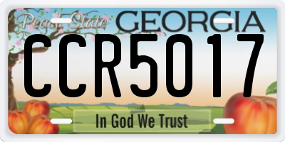 GA license plate CCR5017