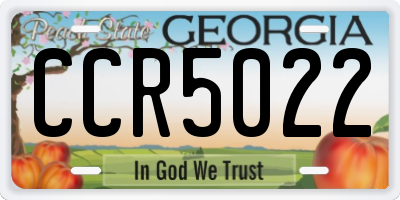 GA license plate CCR5022