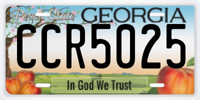 GA license plate CCR5025
