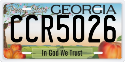 GA license plate CCR5026