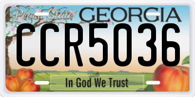 GA license plate CCR5036