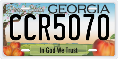 GA license plate CCR5070