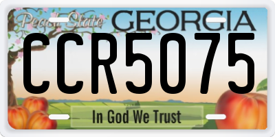 GA license plate CCR5075
