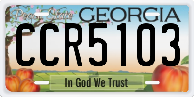 GA license plate CCR5103
