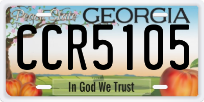 GA license plate CCR5105