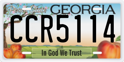 GA license plate CCR5114