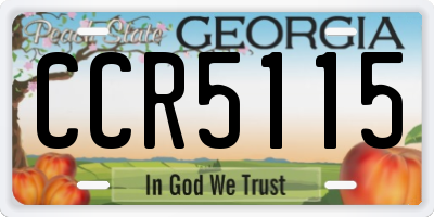 GA license plate CCR5115