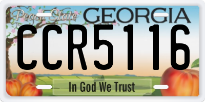 GA license plate CCR5116