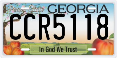 GA license plate CCR5118