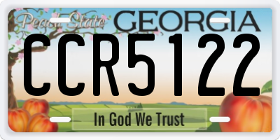 GA license plate CCR5122