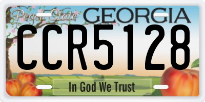 GA license plate CCR5128
