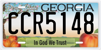 GA license plate CCR5148