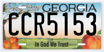 GA license plate CCR5153