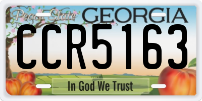 GA license plate CCR5163