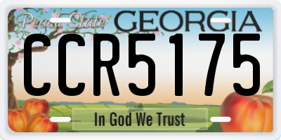 GA license plate CCR5175