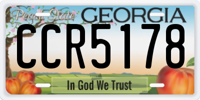 GA license plate CCR5178