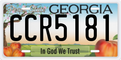 GA license plate CCR5181