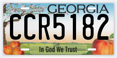 GA license plate CCR5182