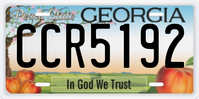 GA license plate CCR5192