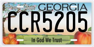 GA license plate CCR5205