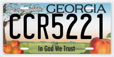 GA license plate CCR5221