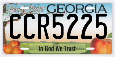 GA license plate CCR5225