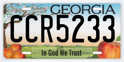 GA license plate CCR5233