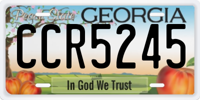 GA license plate CCR5245