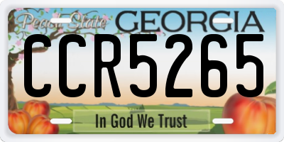 GA license plate CCR5265