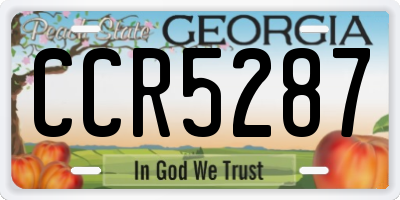GA license plate CCR5287